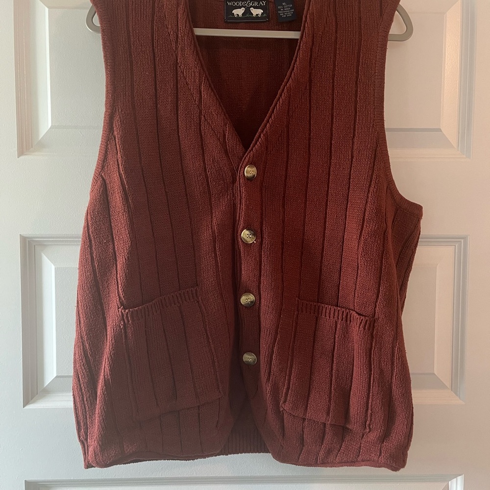 Rust Button-Up Knit Vest